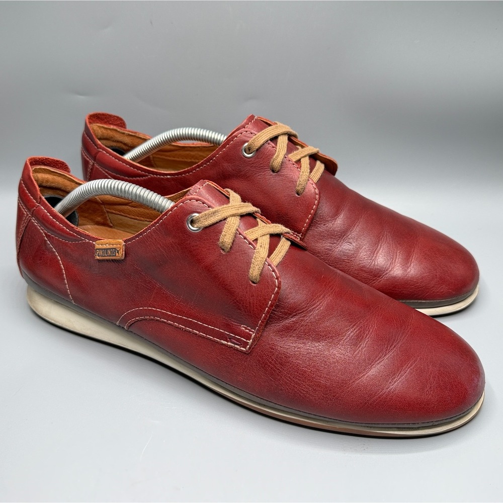 Pikolinos Mens Red Leather Round Toe Lace Up Oxfords Shoes 44 US 10-10.5